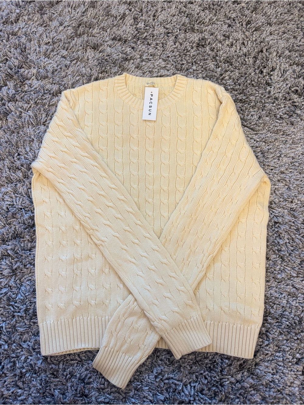 PacSun Light Yellow Cable Knit Sweater
